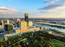 Vienna Danube city view including danube and Dabube island